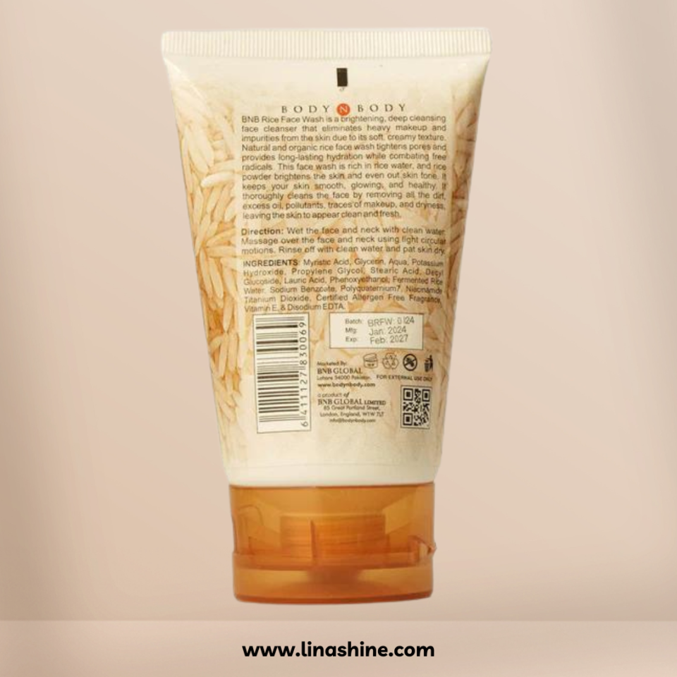 BNB Rice Extract Face Wash Back Picture