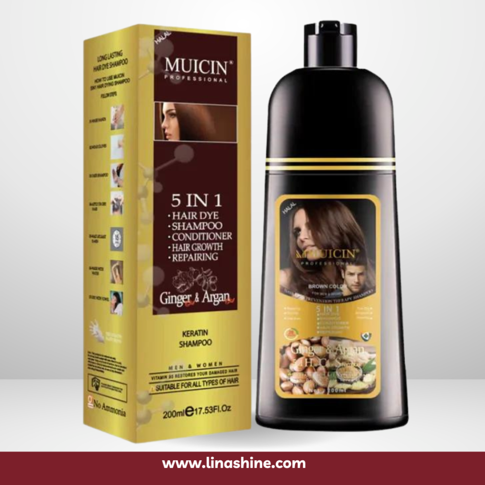 Muicin 5 in 1 hair color shampoo with ginger and argan oil