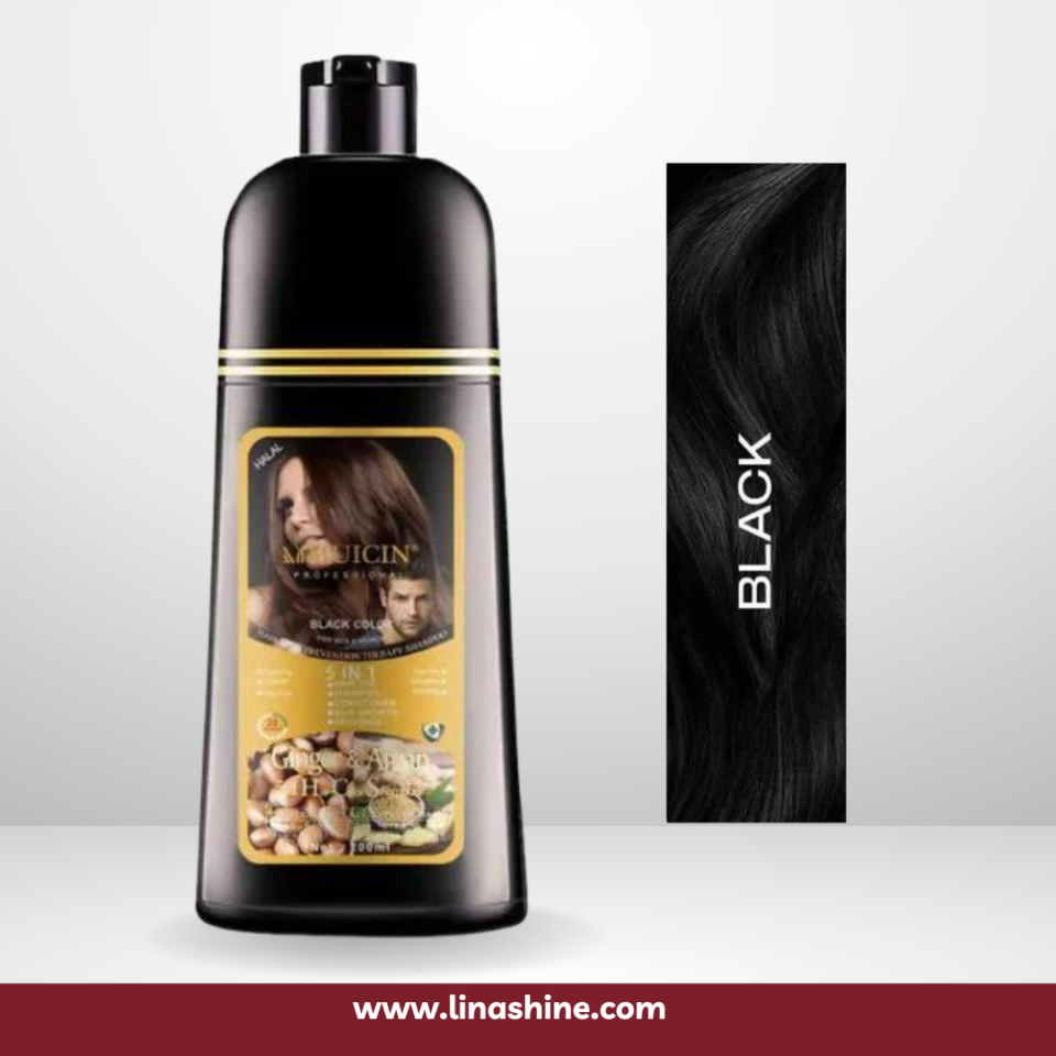 Muicin 5 in 1 hair color shampoo with ginger and argan oil (Black)